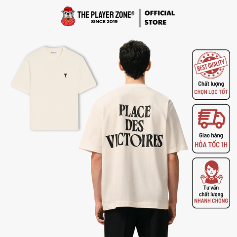 Áo Thun White Cotton Place Des Victoires Print T-shirt - Cream