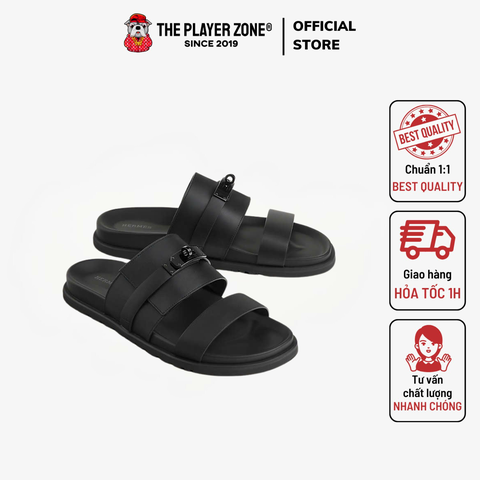 Dép Hermes Jackson Sandal Da Calfskin Trơn - Đen