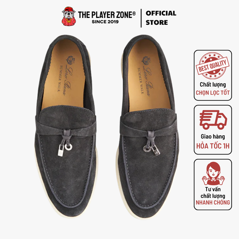 Giày Loro Piana Summer Charms Walk Suede Loafers -  Chade Crown