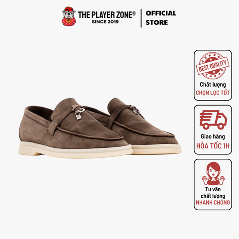 Giày Loro Piana Summer Charms Walk Suede Loafers -  Coffee
