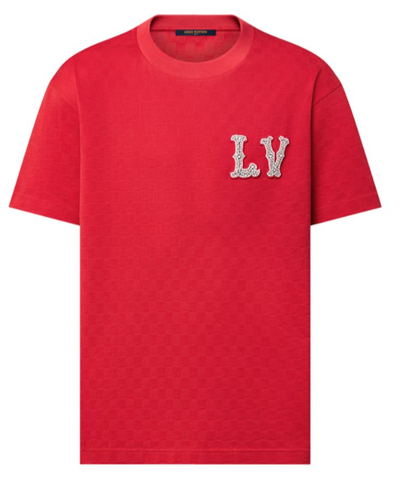 Áo thun LV Red Logo Đính Đá Embroidered Logo - Đỏ