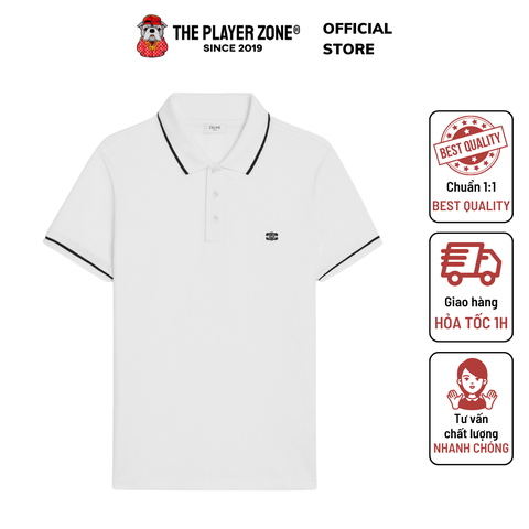 Polo Celine Classic Logo Polo Shirt In Cotton Piqué - Trắng