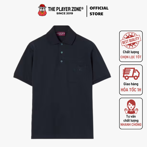 Polo Cotton piquet polo shirt with embroidery - Navy
