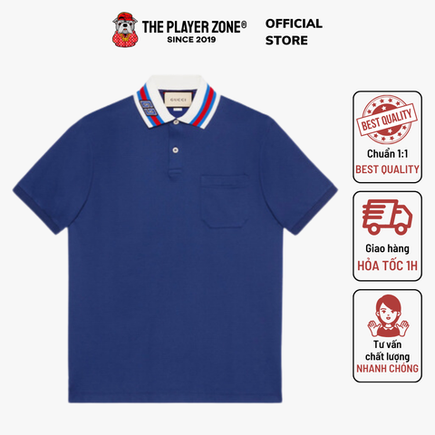 Polo Gucci Cotton GG Pique - Blue