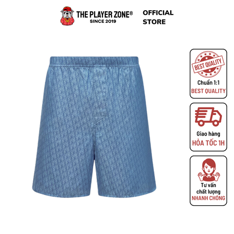 Quần Short Dior Oblique Shorts Green Silk and Cotton Twill - Blue