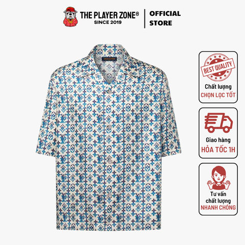 Áo Sơ Mi Monogram Printed Silk Short-Sleeved Shirt
