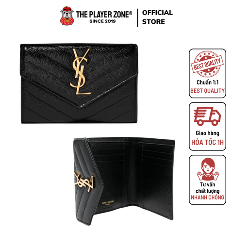 Ví YSL Saint Laurent Monogram Fold Wallet Logo Vàng