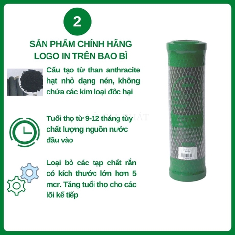 Bộ 3 Lõi Lọc Nước RO Số 1-2-3 (PP 10