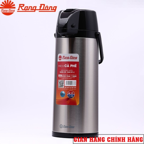 [Giá hủy diệt] [CHÍNH HÃNG] Phích nước Rạng Đông 2,5 lít, Inox cao cấp, bình thuỷ cần bơm pha cafe, Model RD 2545 ST1.E