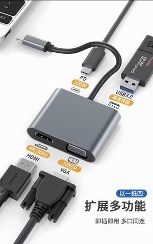 Cổng chuyển đổi HUB TYPEC KC J110 ( 4 in 1 )