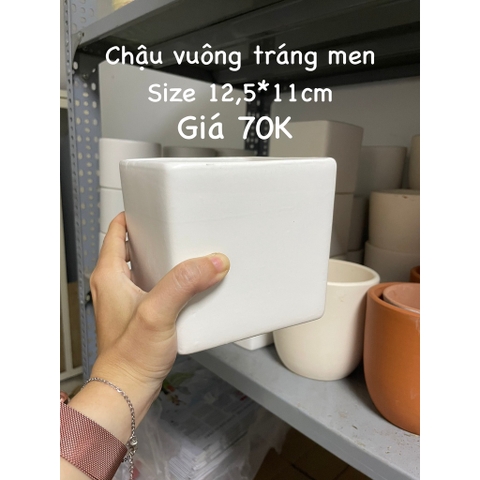 CHẬU VUÔNG TRÁNG MEN (12.5*11cm) (1 chậu), tráng men, chậu cây mini, sen đá, xương rồng Cây Tươi Nguyên CTN0980