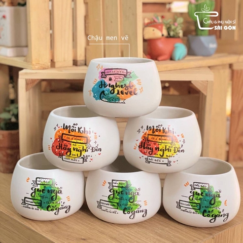 CHẬU HẠT DẺ VẼ TAY