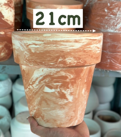 CHẬU ĐẤT NUNG LOANG MÀU GỜ BASIC 15CM, 18CM, 21CM, (1 chậu),chậu trồng cây, trang trí nội thất, Cây Tươi Nguyên CTN1555