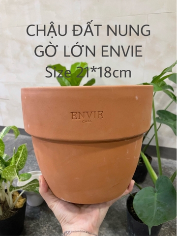 CHẬU ĐẤT NUNG TRÒN GỜ LỚN ENVIE (21*18cm) hàng Xuất khẩu, (1 chậu), chậu trồng cây, trang trí nội thất, Cây Tươi Nguyên