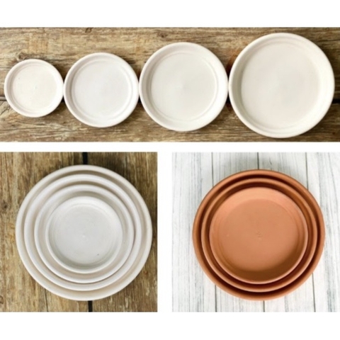 Đĩa ĐẤT NUNG tròn lót chậu - đĩa lót chậu trồng cây bằng đất nung - đĩa kê chậu trồng cây hình tròn