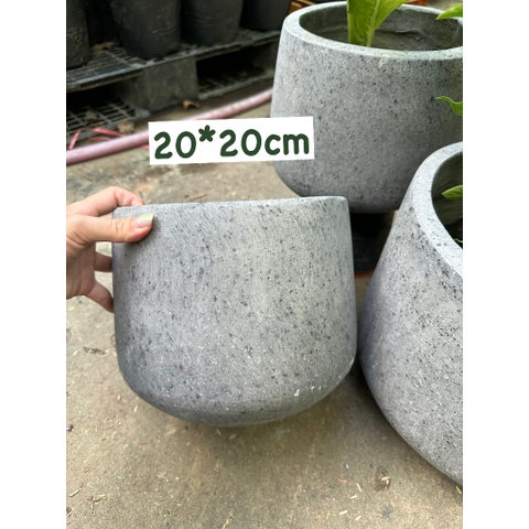 [CHỈ GIAO HOẢ TỐC] CHẬU XI MĂNG NHẸ BẦU THẤP 2 SIZE (20CM, 25CM), chậu trồng cây, chậu decor, Cây Tươi Nguyên