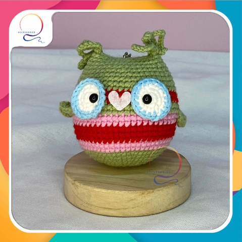 MEDIUM ANIMALS BIG EYES OWL-pink red