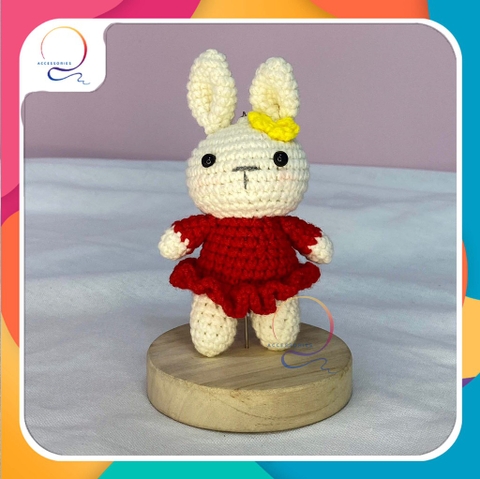 MEDIUM ANIMALS RABBIT WEARING DRESS-red
