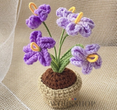 FLOWER POTS 2 - 5 FLOWERS FORGET ME NOT-purple