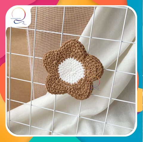 COASTERS - SIMPLE FLOWER-brown white