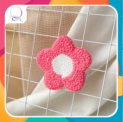 COASTERS - SIMPLE FLOWER-dark pink white
