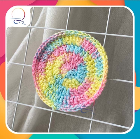 COASTERS SIMPLE ROUND MIX-blue pink yellow