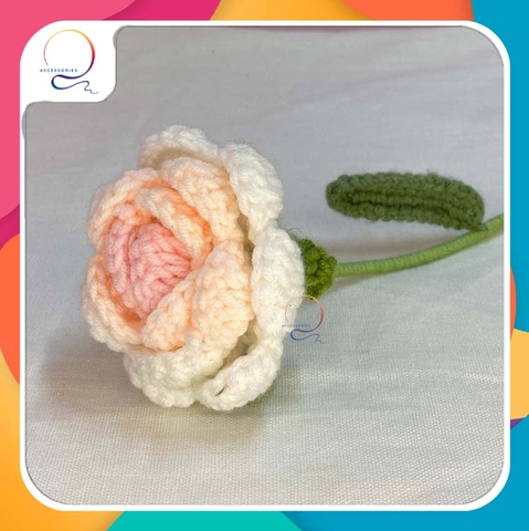 FLOWER BRANCHESMEDIUM ROSE-pink white 3 layers