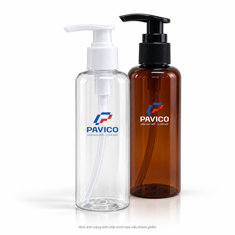 Chai nhựa 200ml PET trong suốt và màu nâu cổ 24mm Pavico