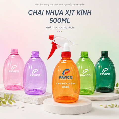 Các màu thân chai nhựa xịt kính 500ml tùy chọn
