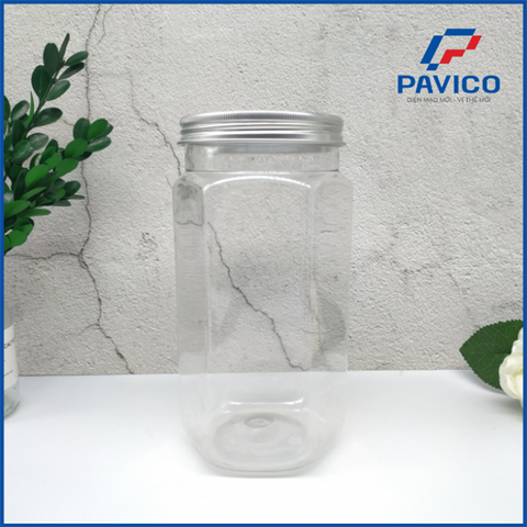 Hũ PET lục giác 1050ml - Hũ lục giác bao bì thực phẩm - Hũ nhựa đựng thực phẩm
