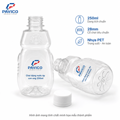 Chai nhựa PET đựng nước trái cây cổ 28mm trọng lượng 17g