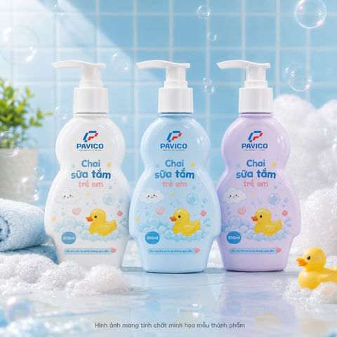Bộ chai sữa tắm trẻ em nhiều màu pastel
