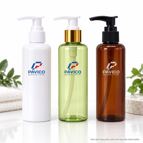 Chai nhựa 200ml PET vai tròn cổ 24mm đựng toner, lotion