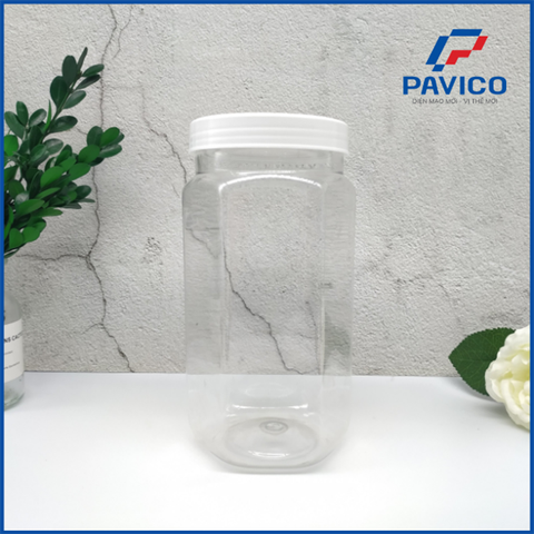 Hũ PET lục giác 1050ml - Hũ lục giác bao bì thực phẩm - Hũ nhựa đựng thực phẩm