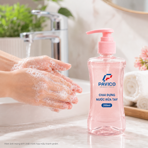 Chai đựng nước rửa tay 200ml ứng dụng với gel rửa tay
