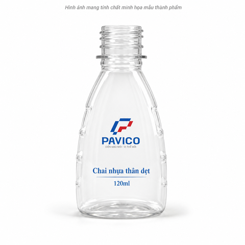 Chai nhựa thân dẹt 120ml PET trong suốt, nhỏ gọn tiện dụng