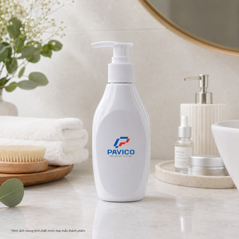 Chai PET trắng sứ 220ml dùng làm bao bì sữa tắm và sản phẩm chăm sóc cơ thể