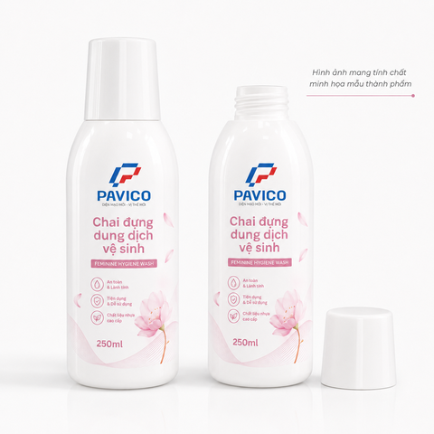 Bộ chai đựng dung dịch vệ sinh phụ nữ PET trắng sứ