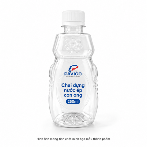 Chai đựng nước ép trái cây con ong 250ml nhựa PET