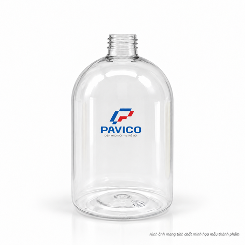 Thân chai PET 520ml trong suốt cổ 28mm dáng lùn Pavico