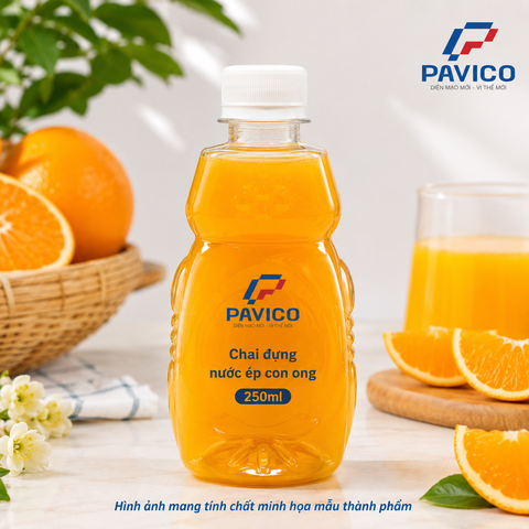 Chai đựng nước ép con ong 250ml dùng cho nước cam tươi