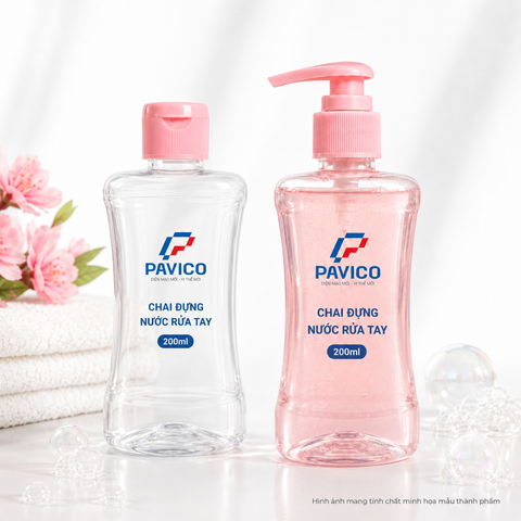 Chai Đựng Nước Rửa Tay 200ml PET Trong Suốt Cao Cấp