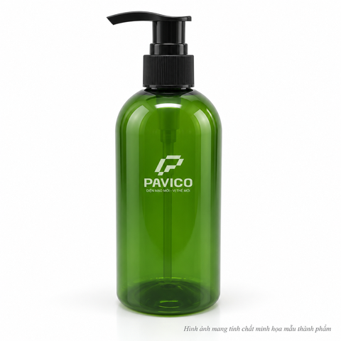 Chai tẩy trang PET 300ml cổ 24mm dáng trụ vai bo Pavico