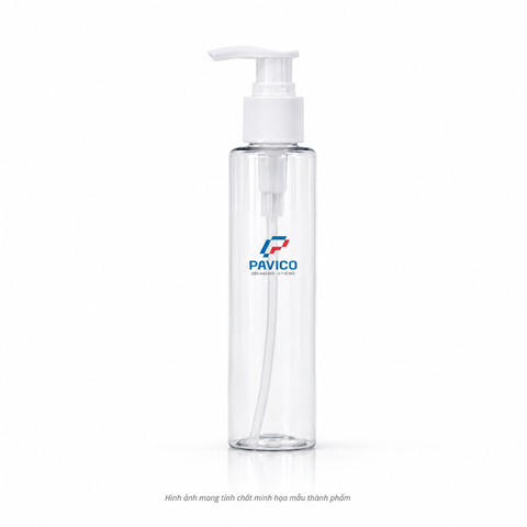 Chai nhựa PET đựng dầu gội sữa tắm dáng trụ cổ 24mm vòi pump trắng Pavico
