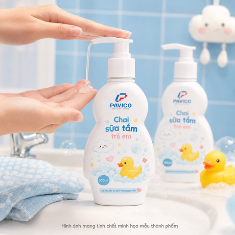 Ứng dụng chai sữa tắm cho em bé