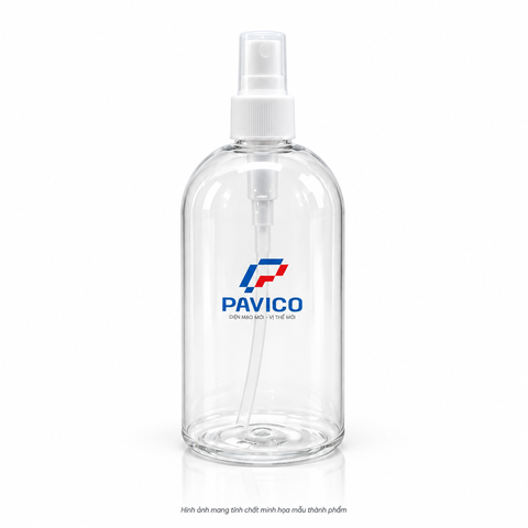 Chai PET 500ml trong suốt cổ 24mm Pavico kết hợp vòi xịt