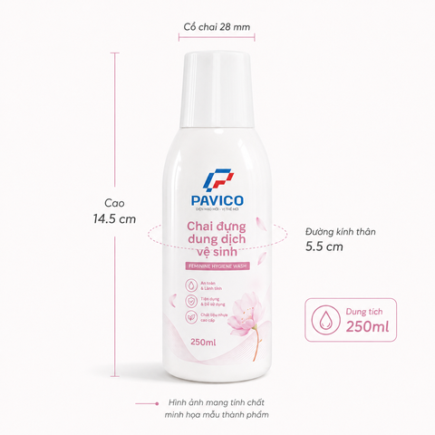 Kích thước chai đựng dung dịch vệ sinh 250ml