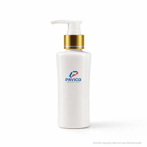Chai nhựa đựng sữa tắm PET trắng sứ 100ml dáng eo cổ 24mm