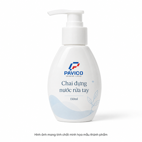 Chai đựng nước rửa tay 150ml PET trắng sứ dáng tròn