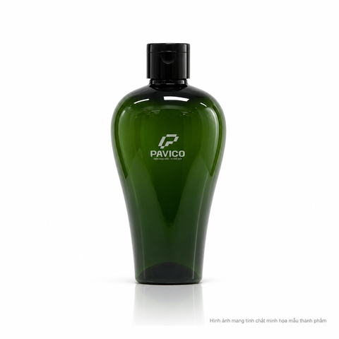 Vỏ chai dầu gội đầu PET 300ml xanh lá đậm thân bầu cổ 24mm